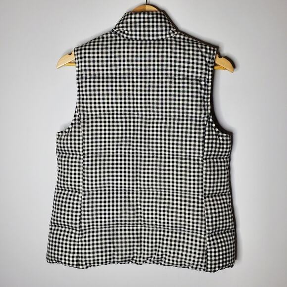 J Jill Black & White micro checkered down filled puffer vest Size Small Petite - Picture 3 of 14
